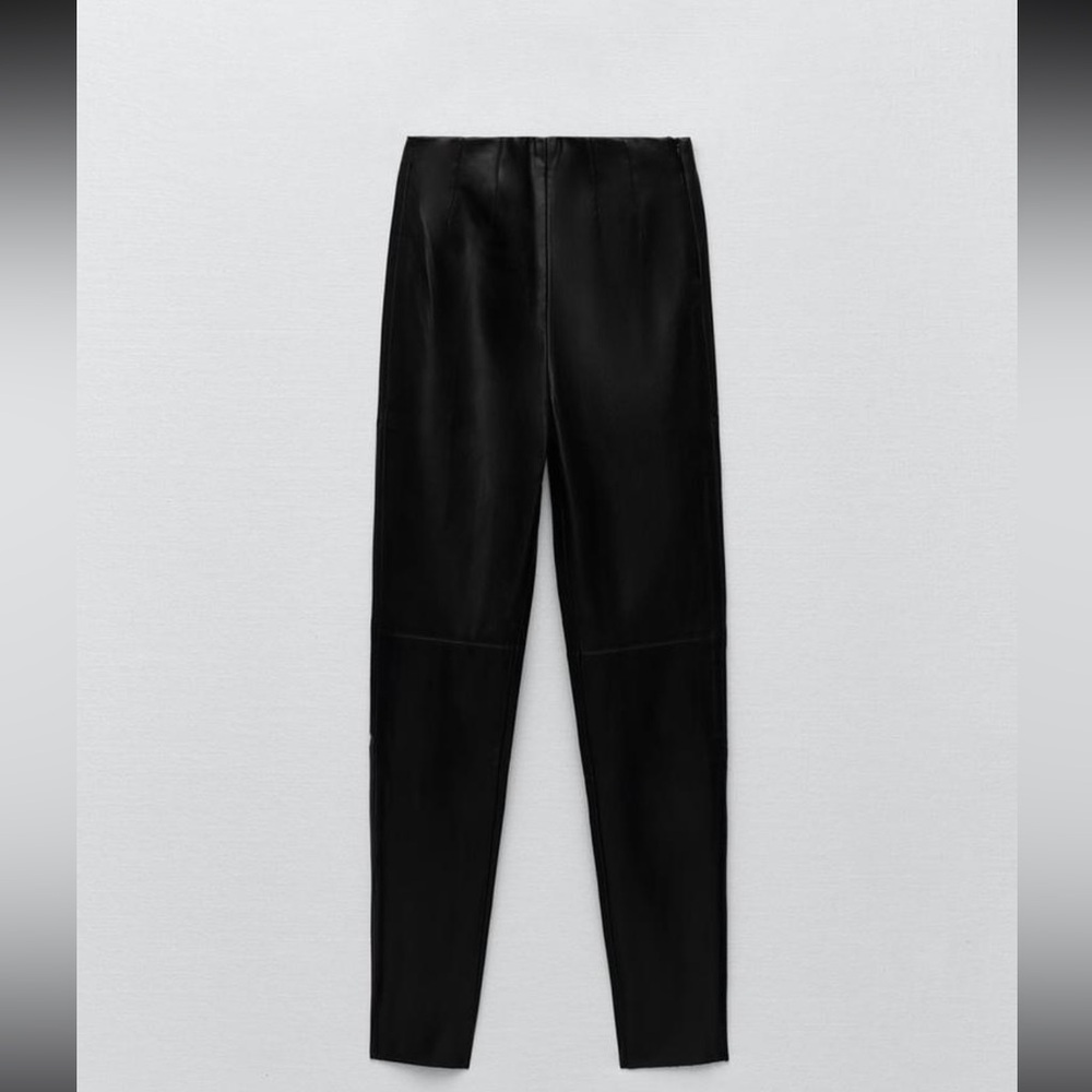 Women Zara HIGH-WAISTED FAUX LEATHER LEGGINGS size s